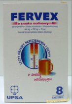 FERVEX Granulat na przeziębienie i grypę smak malinowy 8 saszetek